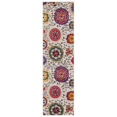 Tapis multicolore à motif floral Hertzler