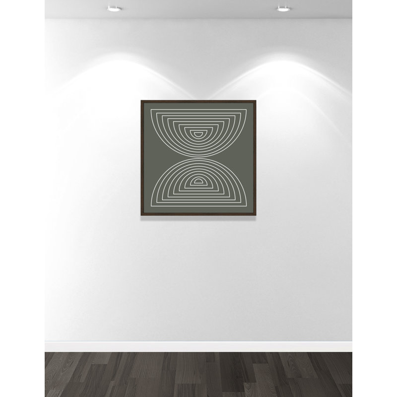 Deux lunes - peinture encadrée, Grain de bois noyer, H 32 po x l 32 po x P 0,75 po