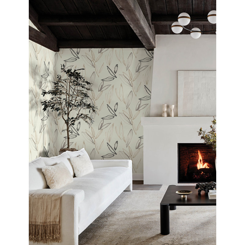 Fond d'écran Kenia Neutral Leaf Toss, Natural/Black