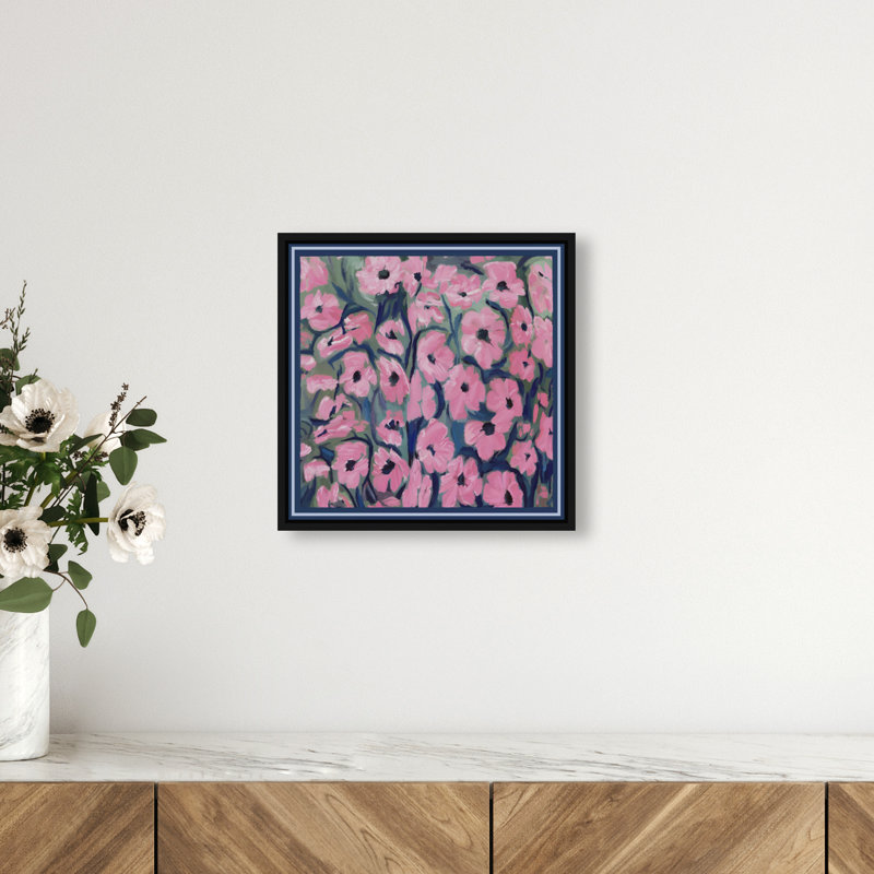 Night Blooms Print by Oliver Gal, 13"H x 13"W, Black Floater Frame