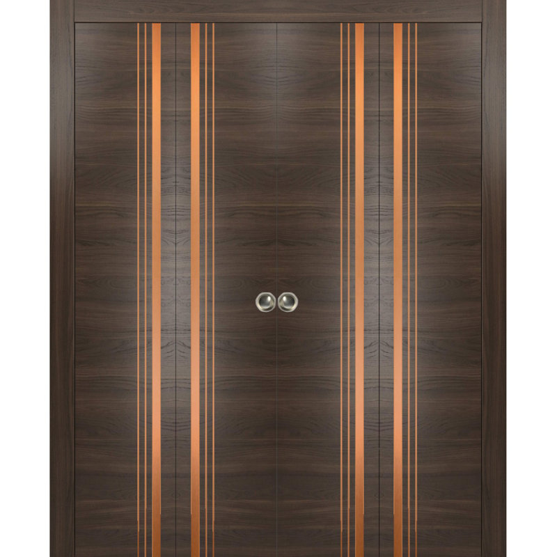 Porte pliante à panneaux en bois, Frêne chocolat, 72 po x 80 po