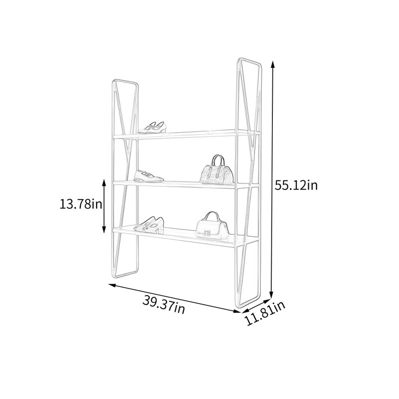 Tablette géométrique inclinée à plusieurs niveaux, (3 tablettes) H 55,12 po x l 39,37 po x P 11,81 po