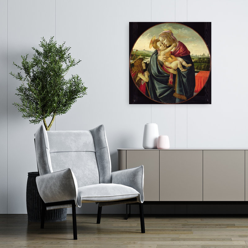 Vierge à l'Enfant avec saint Jean-Baptiste, vers 1490. Estampe d'art mural abstraite contemporaine., H 32 po x l 32 po