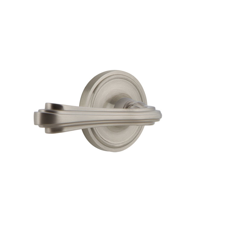 Classic Rosette Single Dummy with Fleur Lever, Satin Nickel, Left Handed