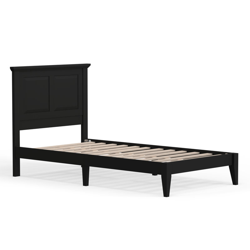 Lit plateforme en bois massif Markovich, Noir, Simple