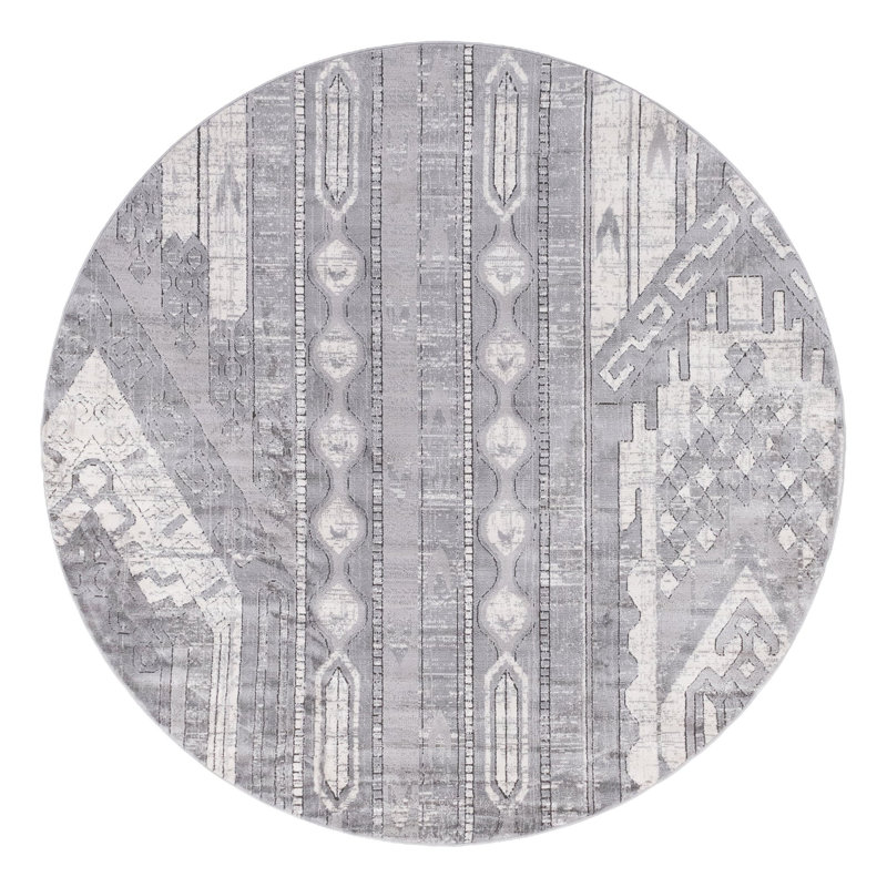 Sappington Striped Indoor Rug, Round 7'1"