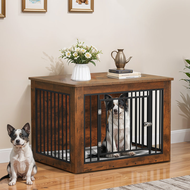 Caisse en bois pour chien, Brun, H 26,8 po x l 38,2 po x P 24 po