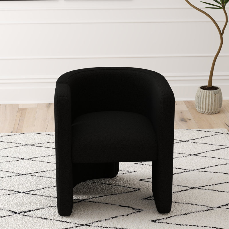 Jaimyn 24" Wide Upholstered Barrel Accent Chair, Black Teddy
