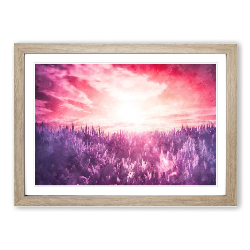Purple Meadow - Framed Print, 36cm H x 48cm W x 2cm D, Oak Framed