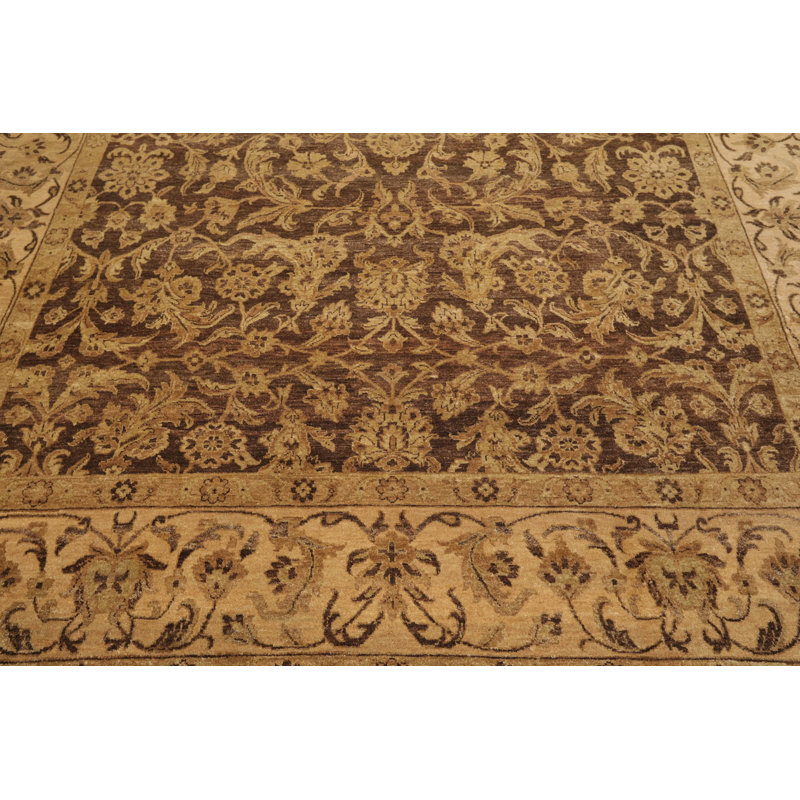 Handmade Brown and Tan Wool 9' x 12' Oriental Rug
