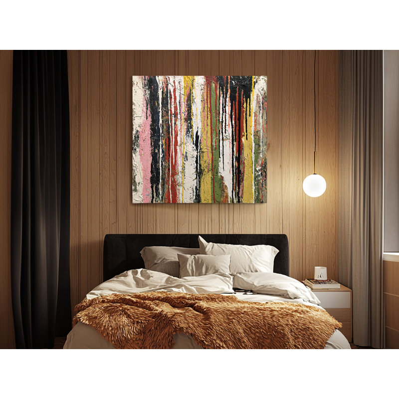 Art mural moderne sur toile abstraite goutte à goutte, impression sur toile multicolore pour salon, 18 po x 18 po