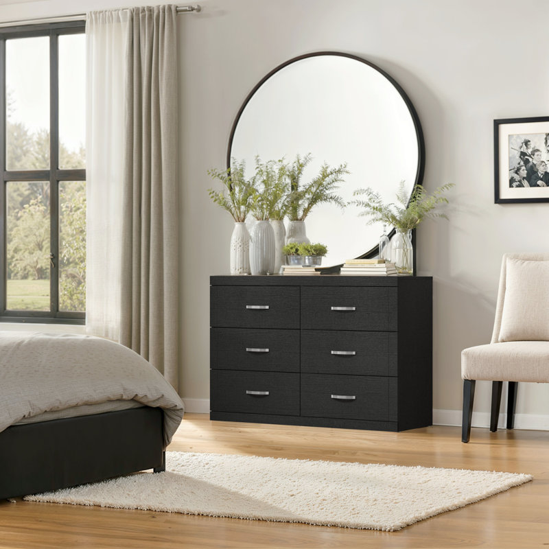 Commode double 6 tiroirs l 46,45 po Avigail, Noir
