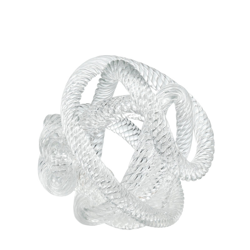 Dominico Glass Rope Desk Accessory Sculpture, 5.91" H x 5.91" W x 5.91 D