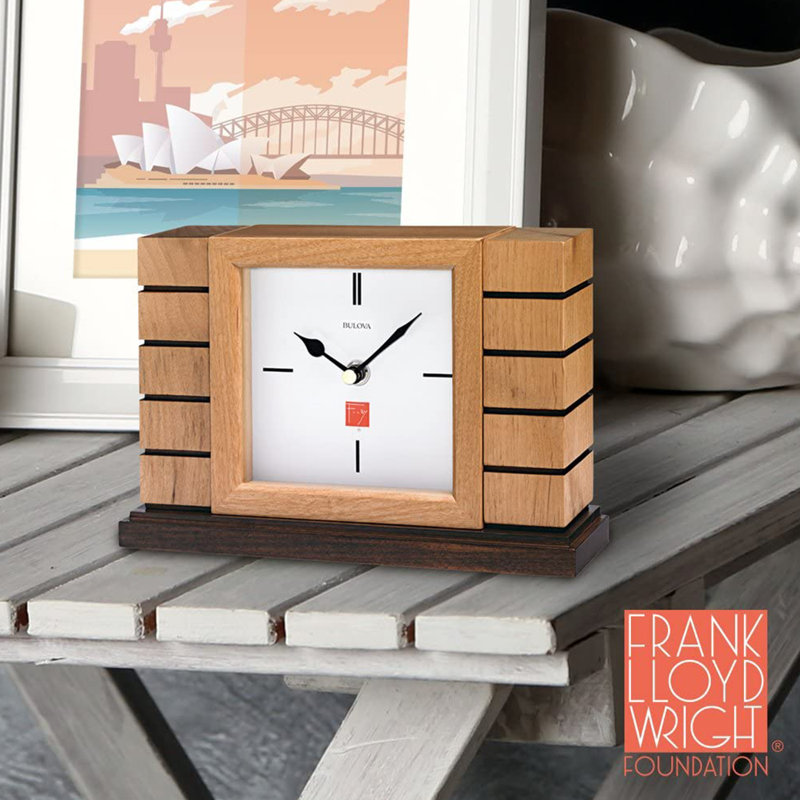 Roman Numeral Walnut Solid Wood Quartz Movement / Crystal Tabletop Clock in Brown