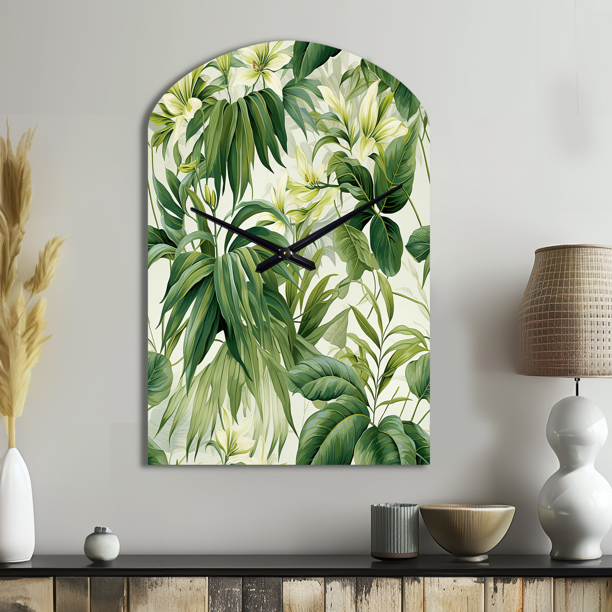 Design Art Vintage Jungle Arch Shape Green Wall Clock Sculpture Wayfair