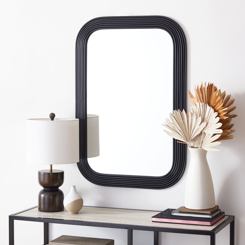 Elowen Metal Flat Mirror, Black