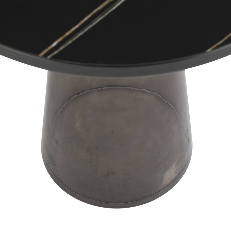 Modern Black and Grey Glass Round Side Table