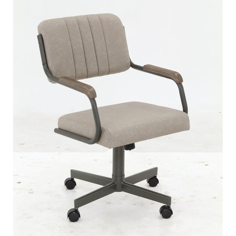 Chaise avec accoudoirs rembourrée Xhemil, Bois flotté, gris