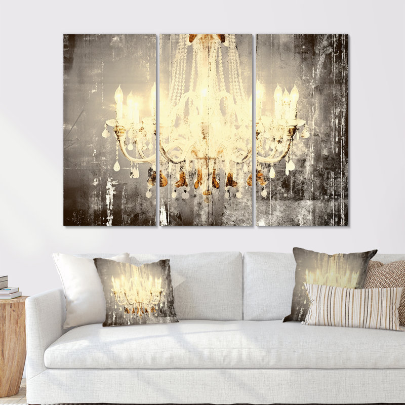 Serafin - Ensemble de décoration murale lustre Glam, Toile tendue, H 28 po x l 36 po x P 1 po