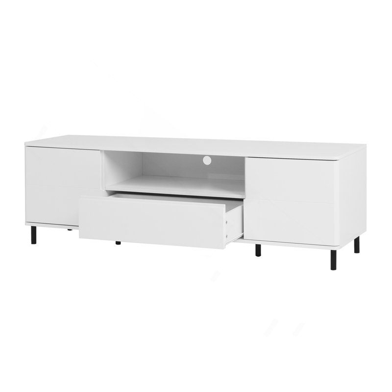 Console de télévision moderne à panneau ultrabrillant, meuble télé, centre de divertissement avec tablettes de rangement, meuble télé pour salon, chambre à coucher