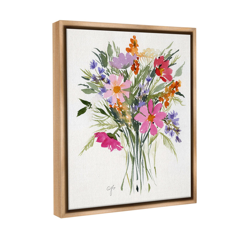 «Simple Mixed Bouquet Floater Frame» par Alexandria Gilbert Kincaid sur toile, Cadre flottant orme Montalcino