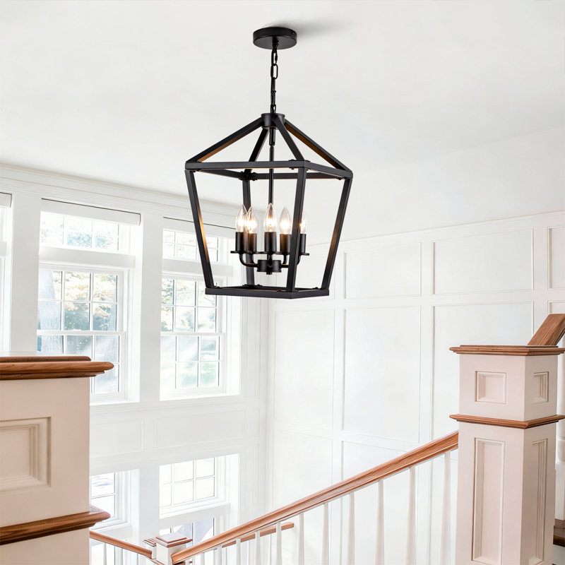 Luminaire de style lustre campagnard industriel à 5 lumières avec cage ouverte rustique et hauteur de suspension réglable, base E12 pour îlot de cuisine, salle à manger, vestibule, vestibule Farmhouse