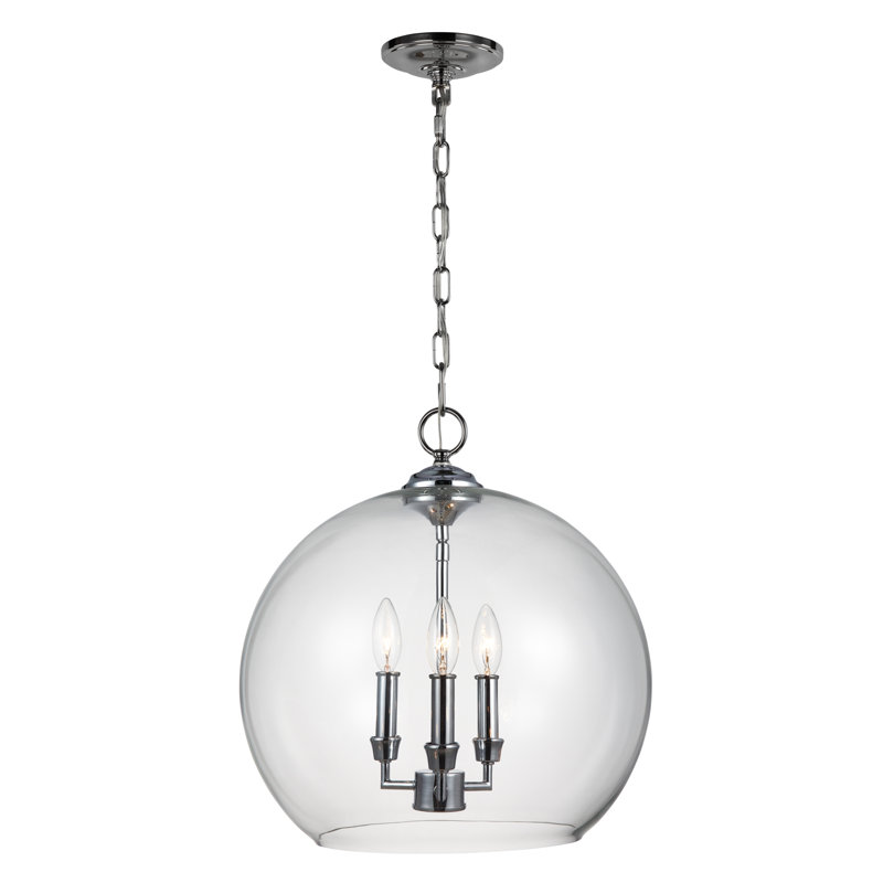 3-Light Globe Pendant, Chrome