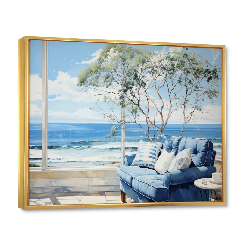 «Coastalwindows Windows To The II», reproduction sur toile encadrée, H 12 po x l 20 po x P 1 po, Cadre flottant doré