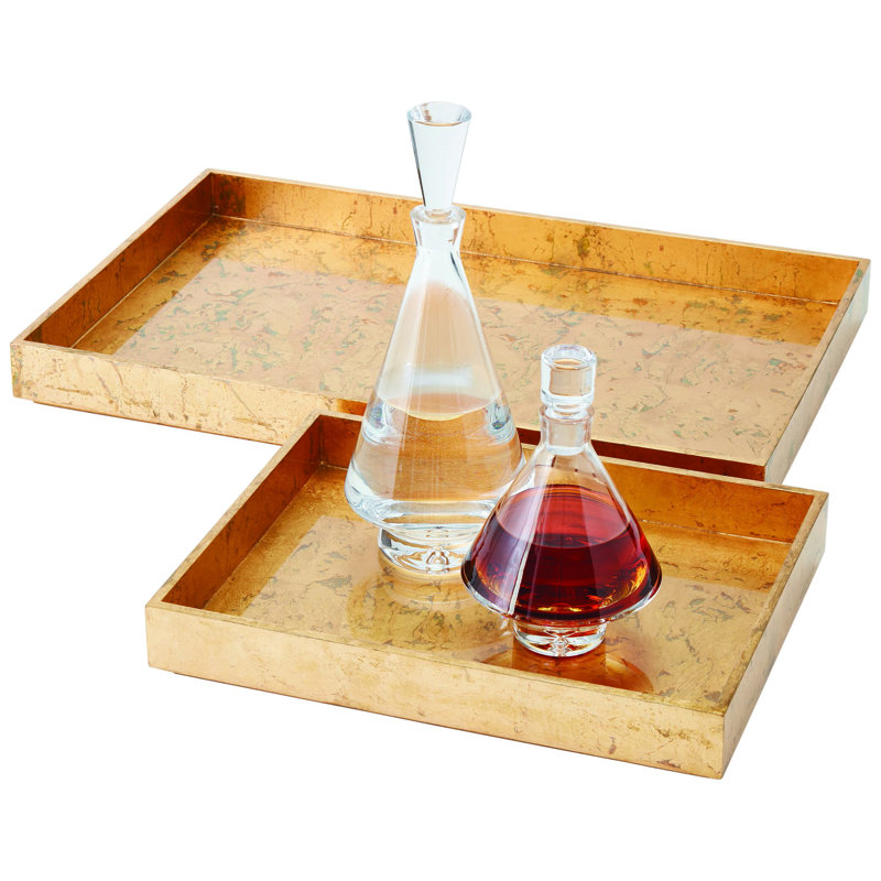 MDF Decorative Tray, 2.25" H x 18" D x 18" D, Luxe Gold