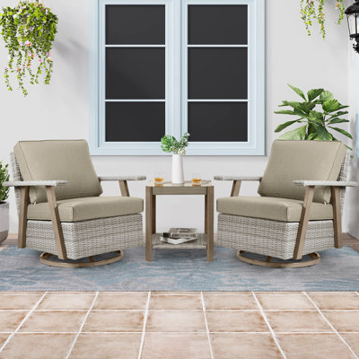 Howton 360-Degree Oversized Resin Wicker Outdoor Swivel Rocker Patio Chairs Set