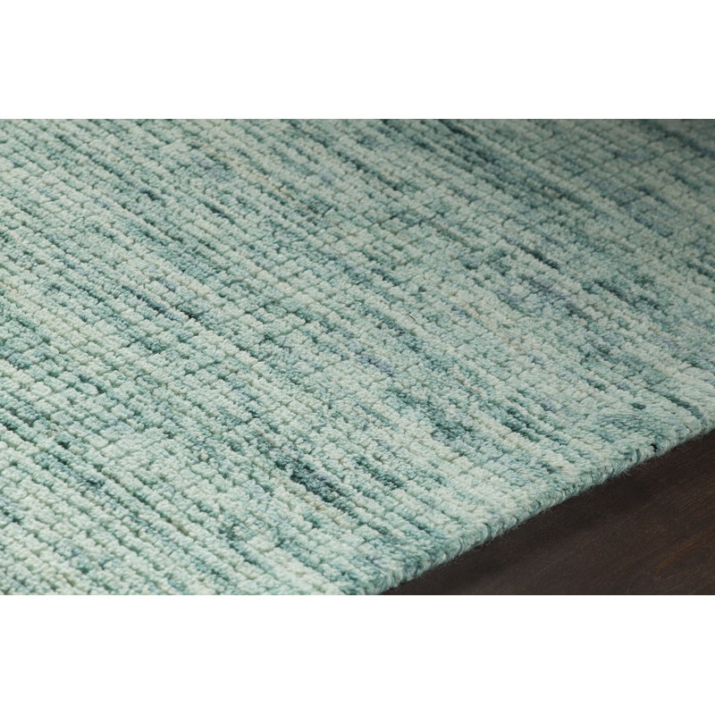 Tapis de zone verte tissé à la main Cunningham, Rectangle 9 pi x 13 pi
