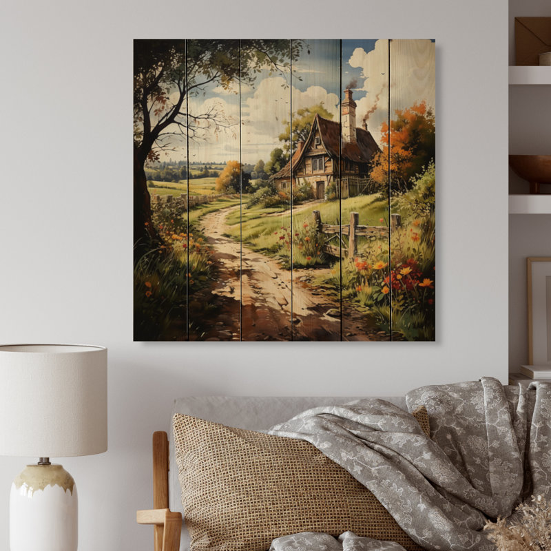 «Jamond Countryside Rustic Farmhouse Summer II», reproduction sur bois, H 25 po x l 25 po x P 0,78 po