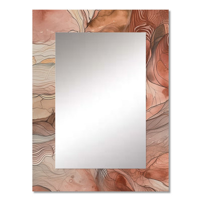 Chocolate Dreams Terra Cotta Watercolor - Abstract Painting Unique Wall Mirror, Brown Mirror, Printed Metal Art