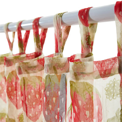  Strawberry Print Sheer Curtain Panel