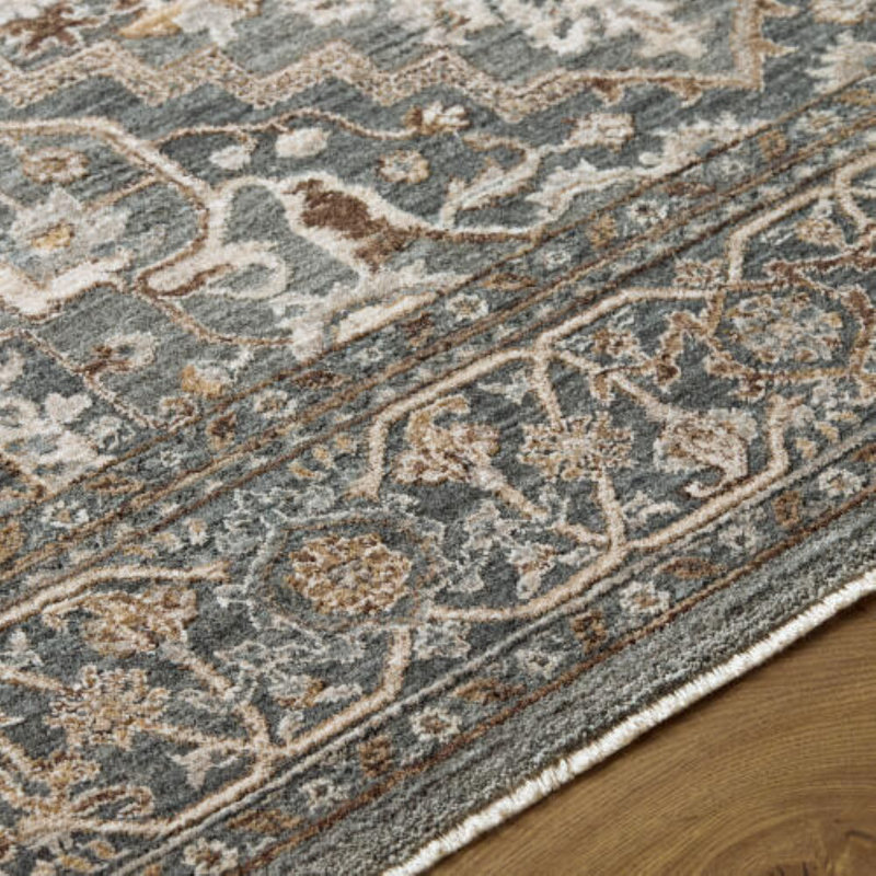 Tapis tissé à la machine Farshad, Rectangle 11 pi 12 po x 14 pi 12 po, Gris ardoise
