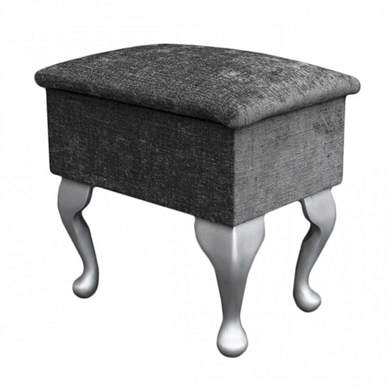 Upholstered Storage Bench, Silver