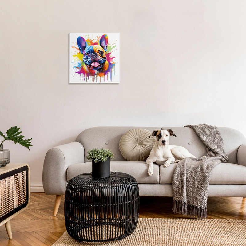 Bouledogue français moderne par Marybeth Cunningham, H 24 po x l 24 po x P 1,5 po