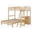 Lit simple superposé au dessus d'un lit double avec bureau et 3 tiroirs de rangement, cadre de lit superposé en bois massif pour enfants, adolescents, adultes