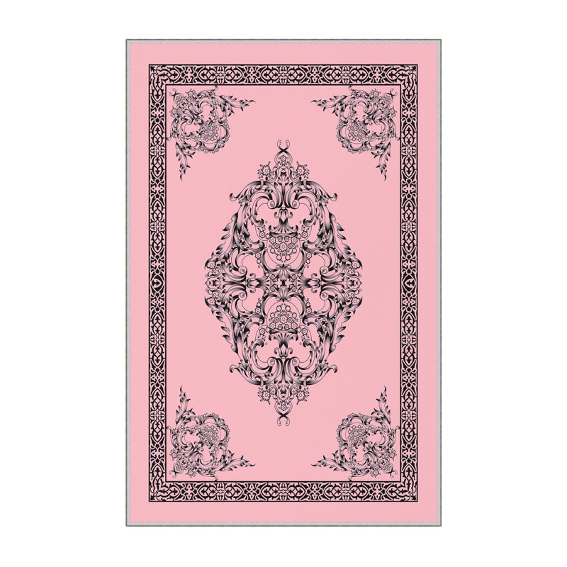 Tapis de couloir élégant, 2,6 x 6,6 pieds | 100% polyester, 650 g / m², hauteur des poils de 0,3 po | Pois antibactérien et antidérapant en PVC | Lavable à la machine, impression numérique 3D durable | Parfait pour la décoration intérieure