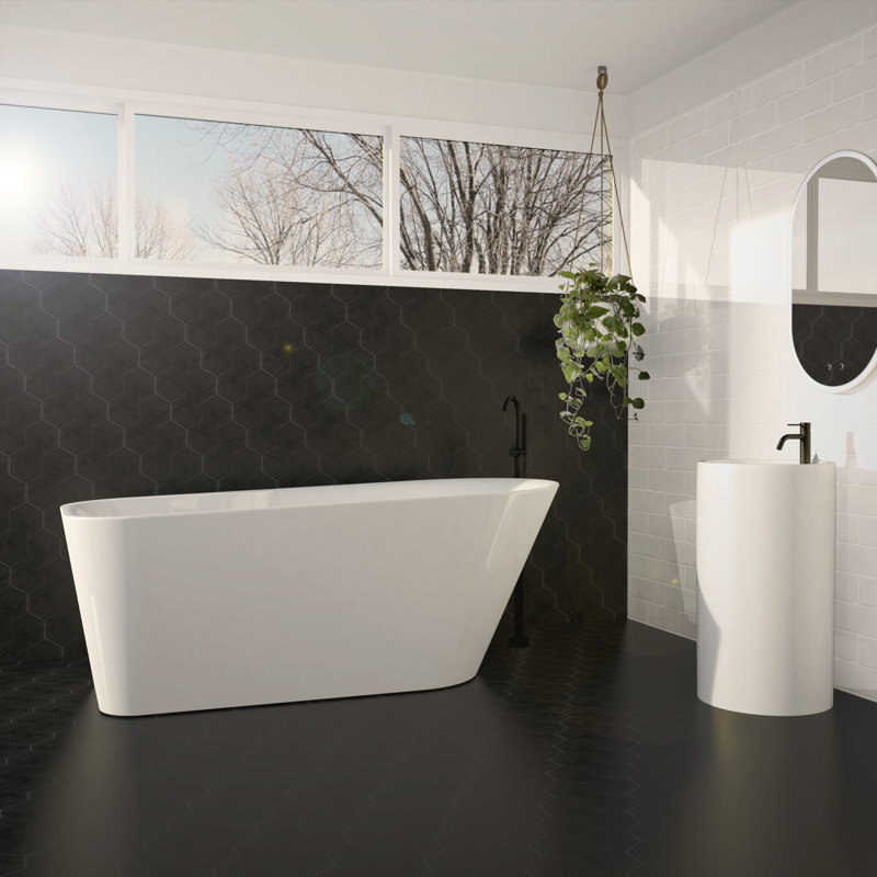 Baignoire de trempage autoportante en acrylique 67 po. X 31 po. Lys