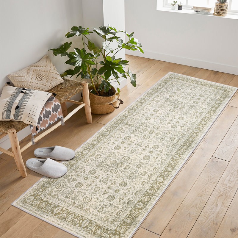 Area Rugs Vintage Floral Area Rug Washable, Low Pile, Non-Slip, mark Resistant Carpet for Living Room, Bedroom, Dining Room, Home Office