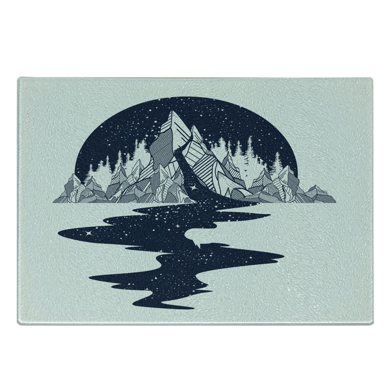 Planche à découper en verre trempé bleu et blanc Ambesonne