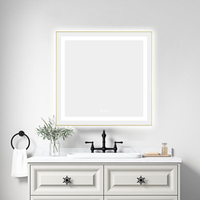 Miroir de meuble-lavabo mural 30 "X avec éclairage DEL, 3 températures de couleur, brouillard, cadre en aluminium, intensité variable en continu, surface, fonction de mémoire avant et rétroéclairage de la salle de bain, gradation, pour