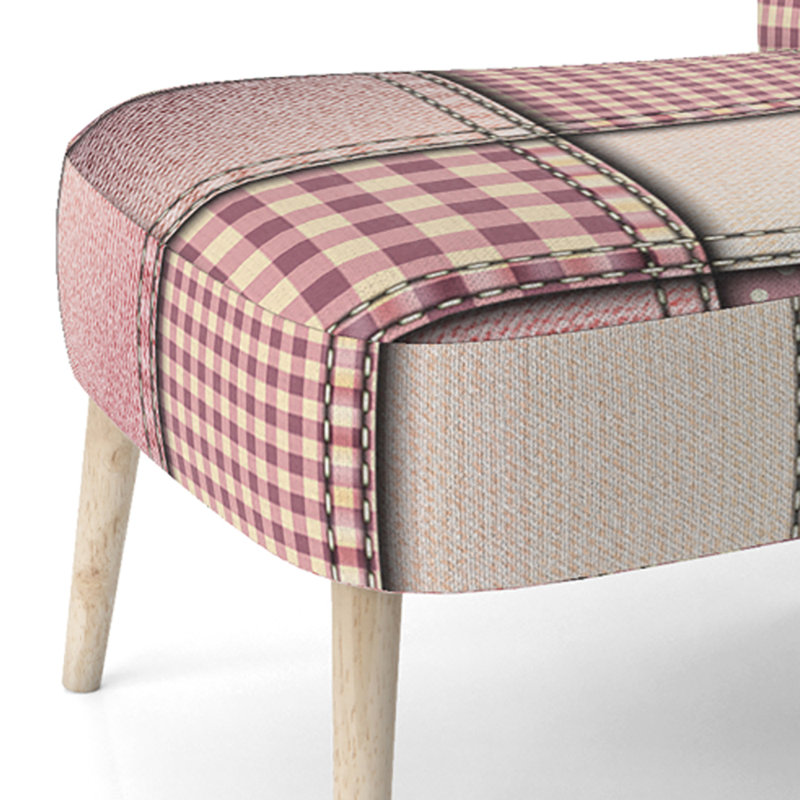 Chaise d'appoint rembourrée à motif rose en patchwork de denim rose