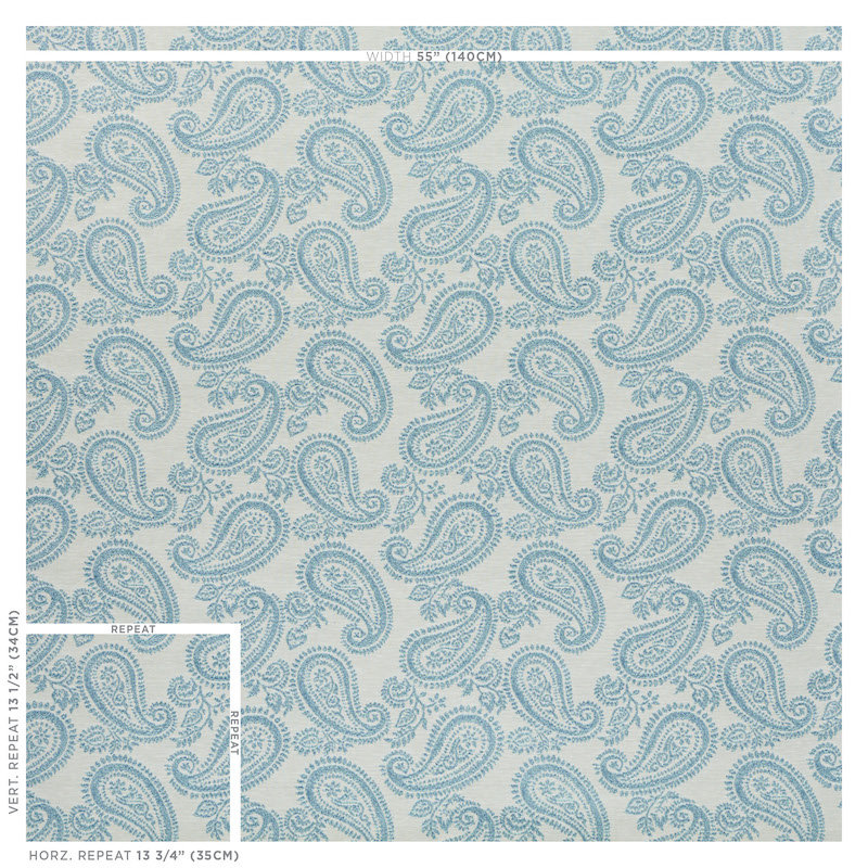 Tissu à motif cachemire Milena, Ciel
