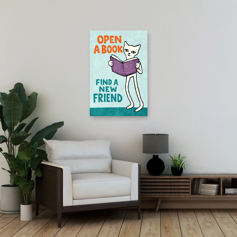 Art mural contemporain chat fantaisiste, H 36 po x l 24 po