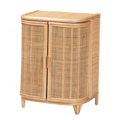 Armoire de rangement bohémienne en rotin naturel