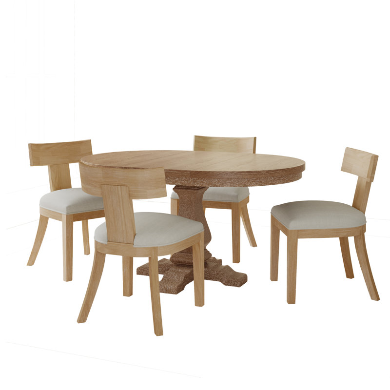 Blaise Modern Rustic Expandable Rubberwood Dining Set
