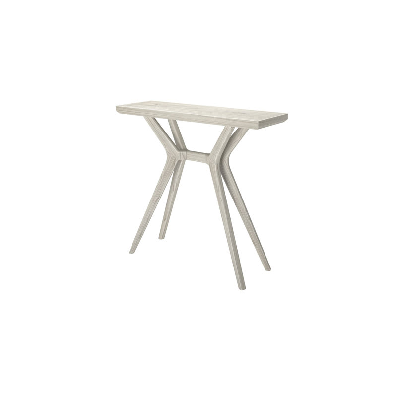 Muhsina Cross Leg 46 in. Entryway Console Table, White Sand Wirebrush, 32" H x 36" W x 12" D