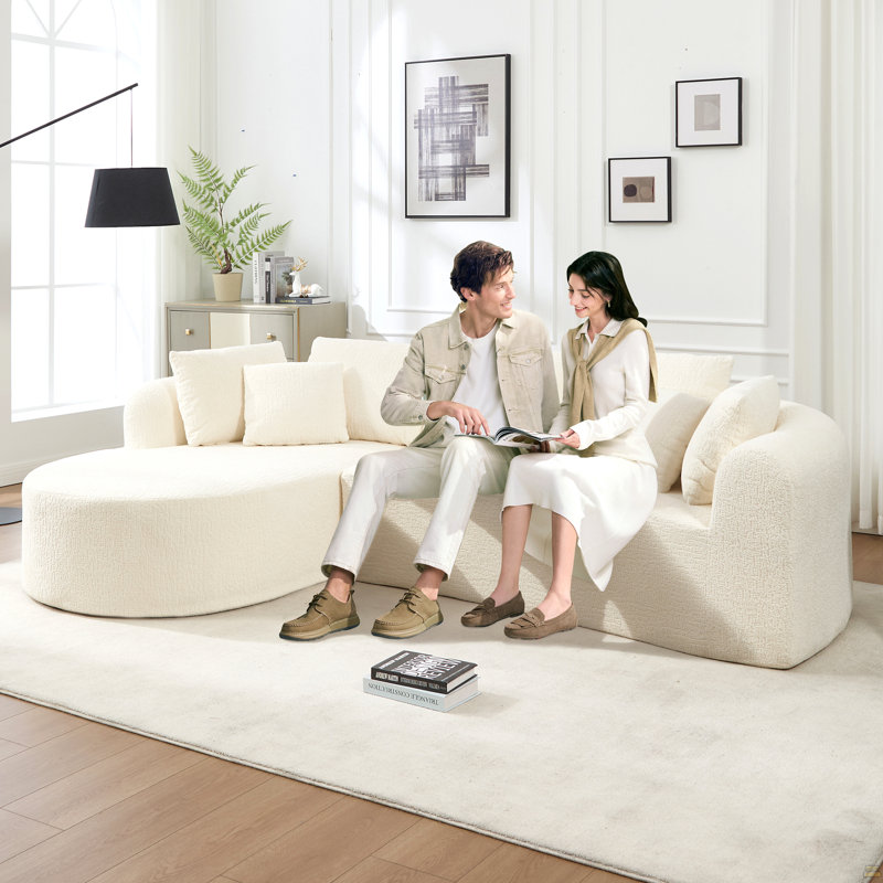 Canapé modulaire 109 po Cloud, Velours côtelé blanc